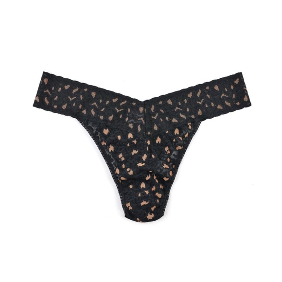 Hanky Panky Other - Hanky panky original high rise cross dyed leopard black lace thong panty